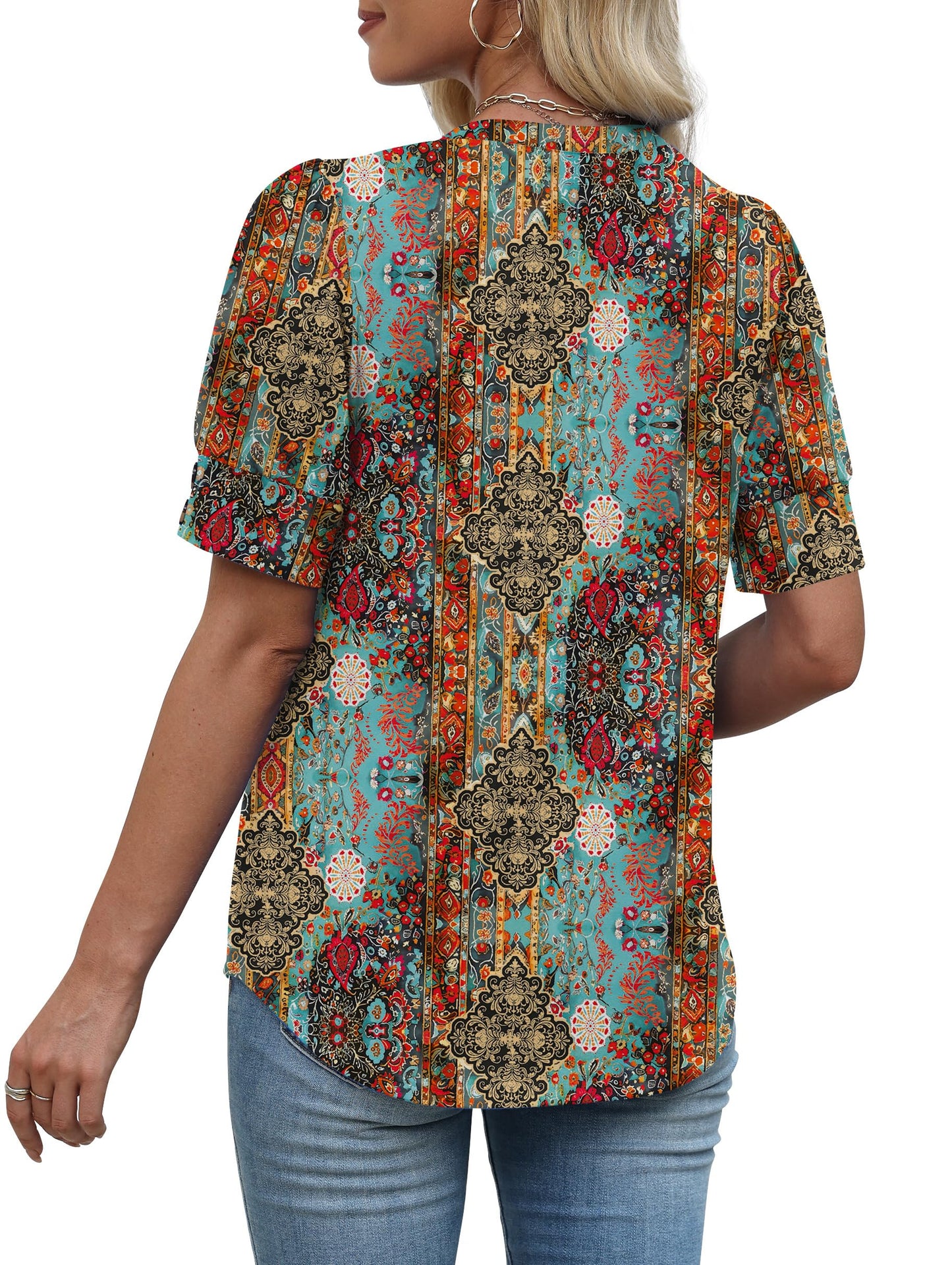 Womens Dressy Casual Short Sleeve V-Neck Shirts