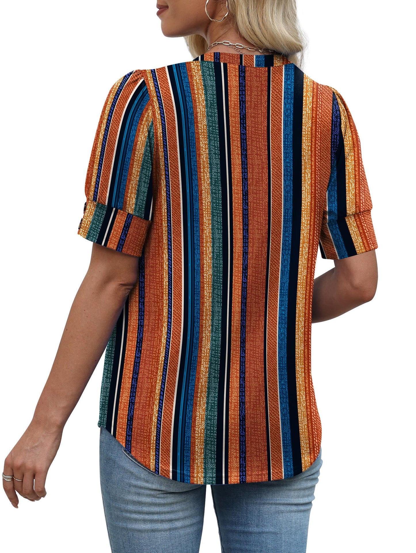 Womens Dressy Casual Short Sleeve V-Neck Shirts