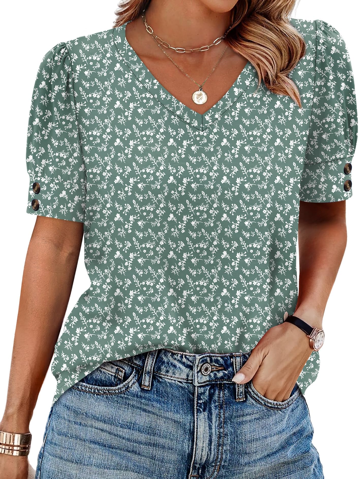 Womens Dressy Casual Short Sleeve V-Neck Shirts