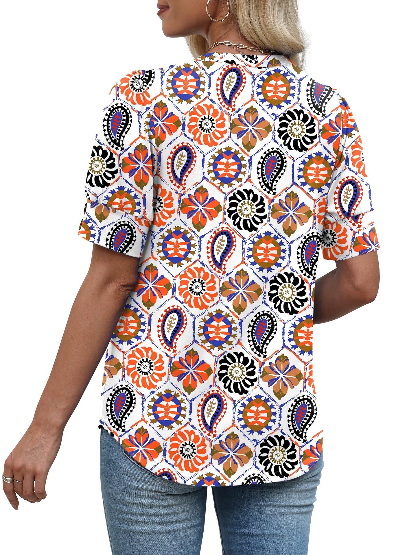 Womens Dressy Casual Short Sleeve V-Neck Shirts