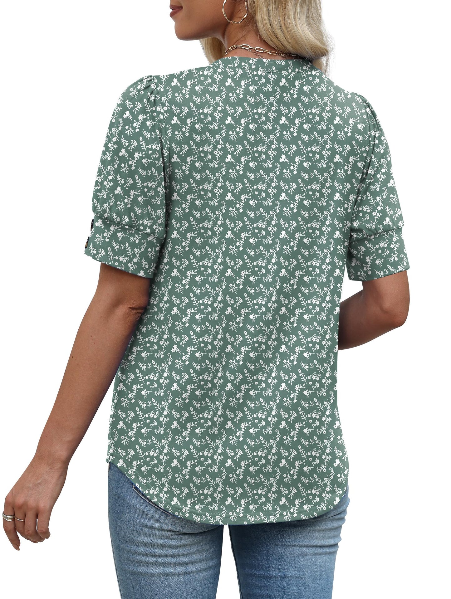 Womens Dressy Casual Short Sleeve V-Neck Shirts