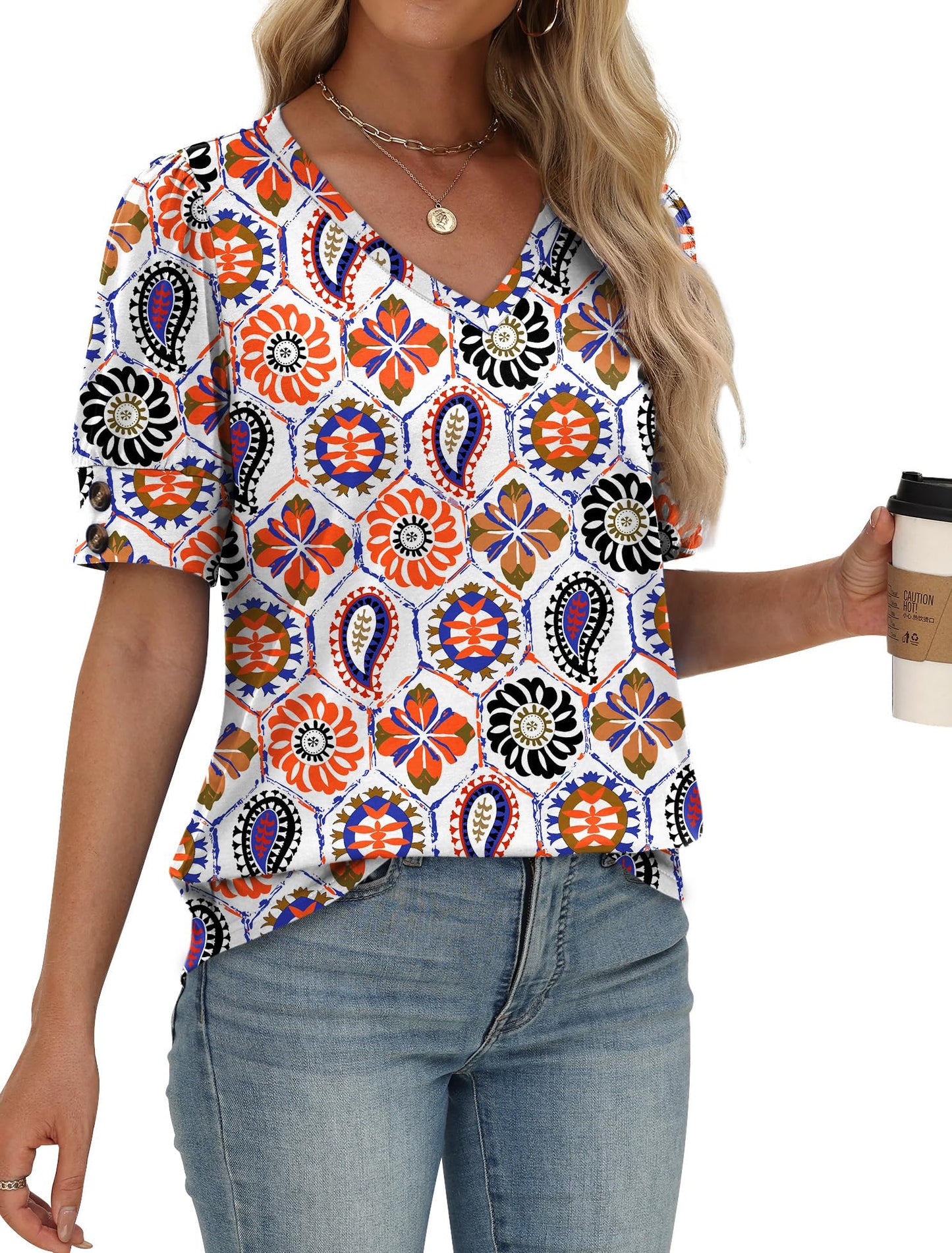 Womens Dressy Casual Short Sleeve V-Neck Shirts