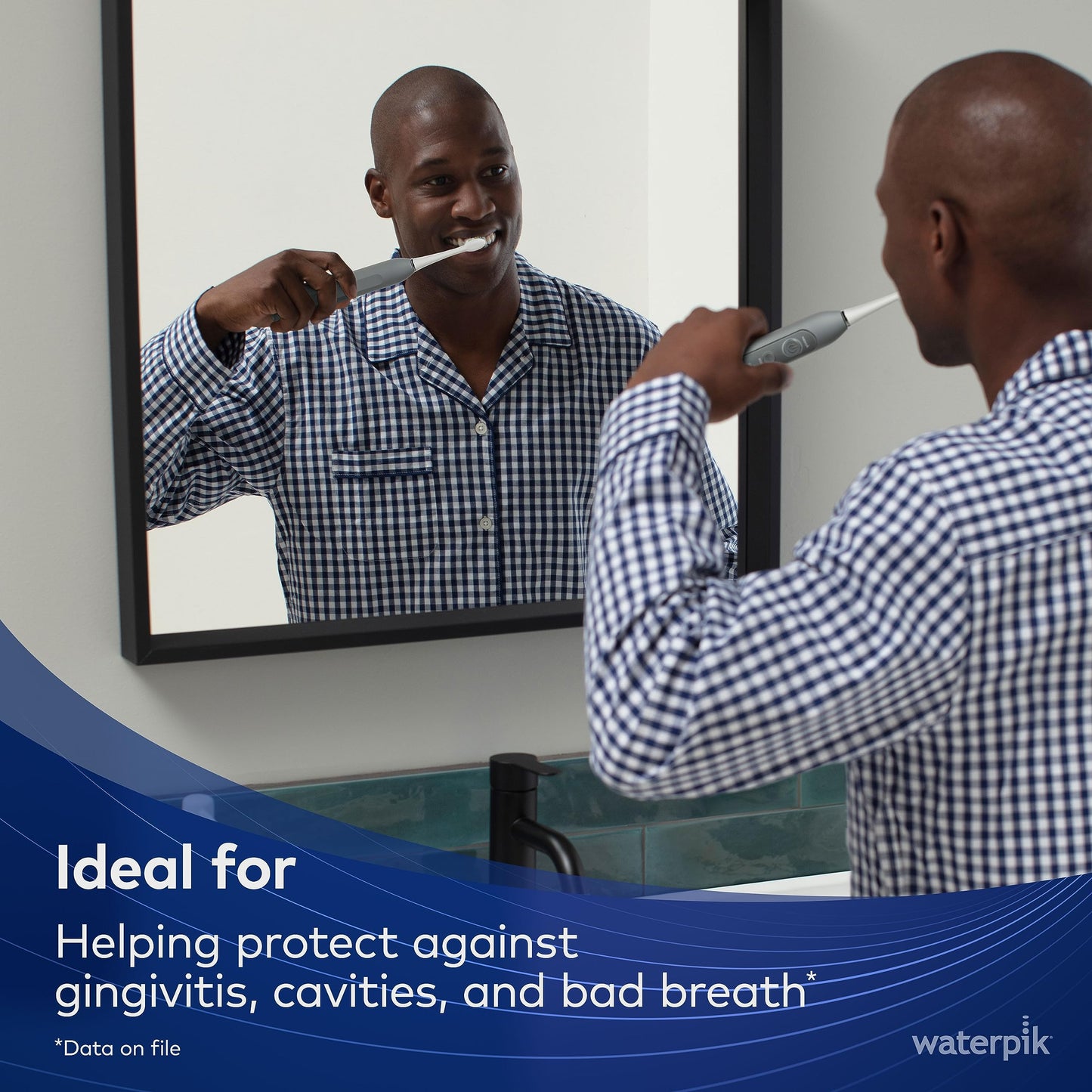 Waterpik Sensonic Sonic Electric Toothbrush, Rechargeable Toothbrush for Adults with 3 Modes, Travel Case, USB Charger, Modern Gray STW-03W027, Packaging May Vary