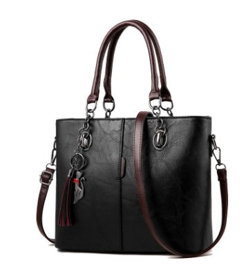 Double-Strap Faux Leather Shoulder Bag Handbag