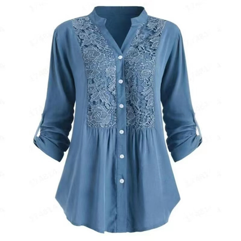 Commuter Style Loose Long-Sleeved Shirt For Women