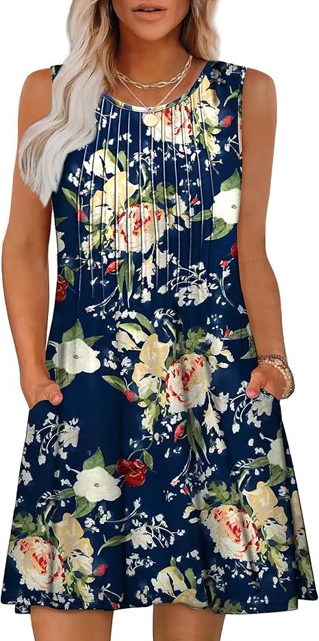 Casual Round Neck Sleeveless Vest Dress