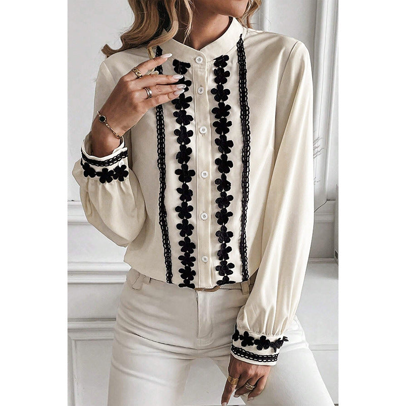 Elegant Leisure-Style Multi-Buckle Long Sleeve Shirt For Women