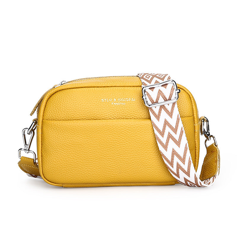 Simple Top Layer Cowhide Square Shoulder Messenger Bag