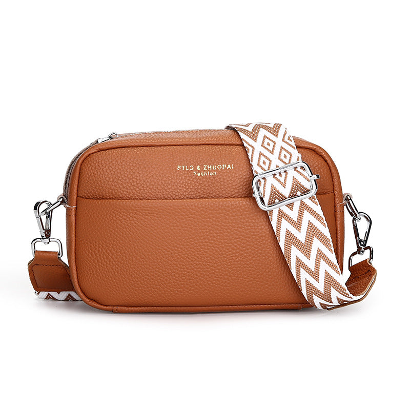 Simple Top Layer Cowhide Square Shoulder Messenger Bag