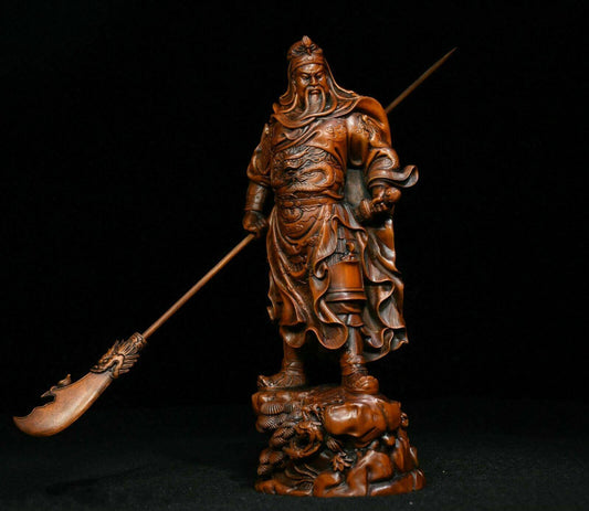 Gongwu Boxwood Carved God Of Wealth Statue Ornament