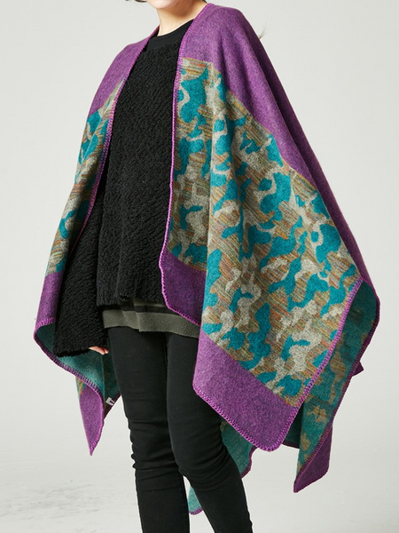 Purple Printed Long Shawl