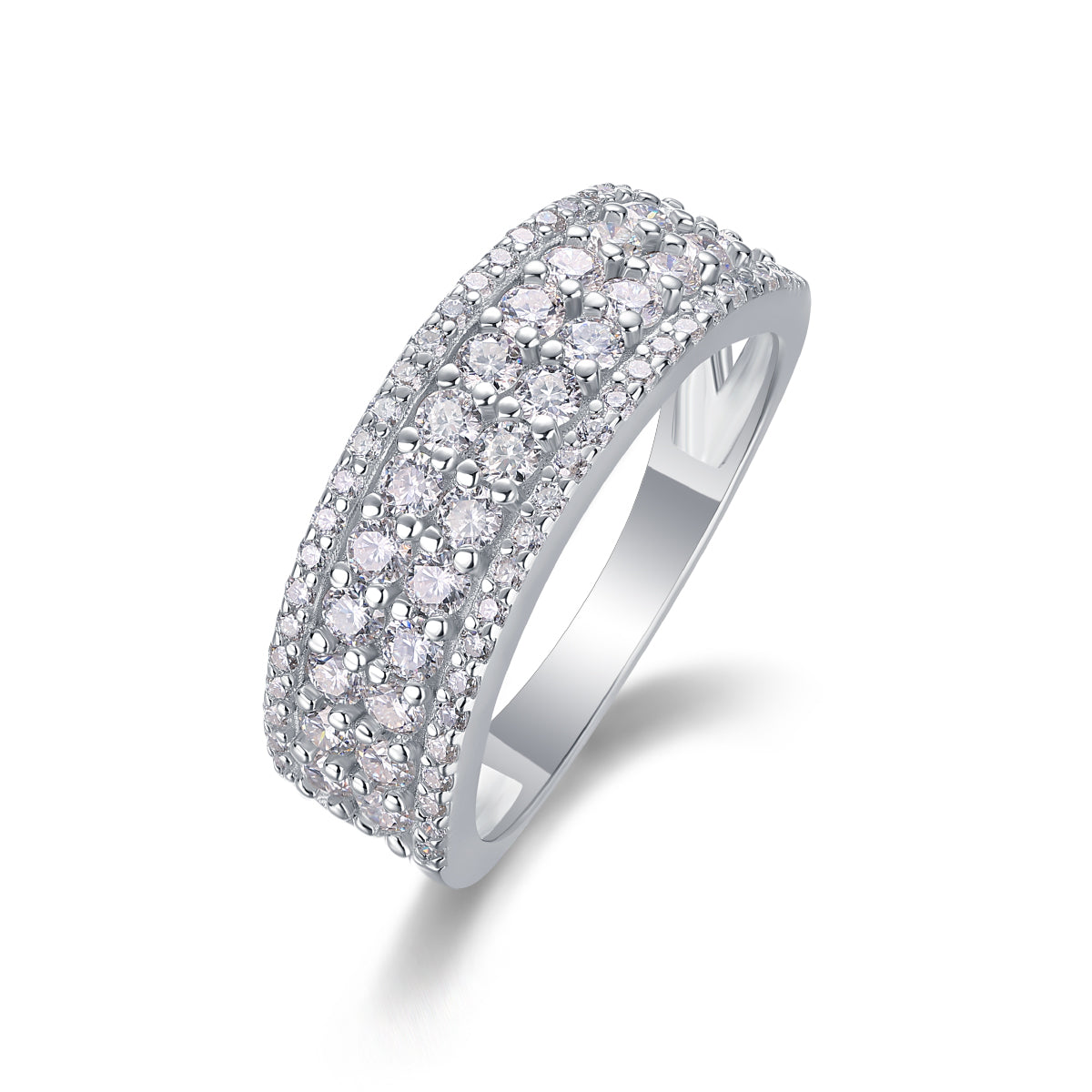 Multi-row Moissanite 925 Silver Ring