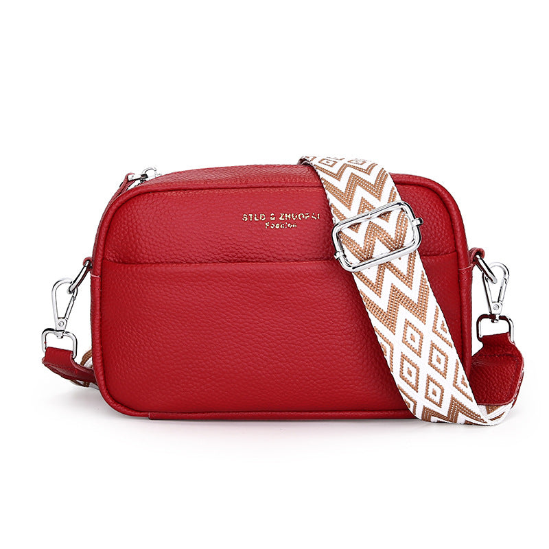 Simple Top Layer Cowhide Square Shoulder Messenger Bag