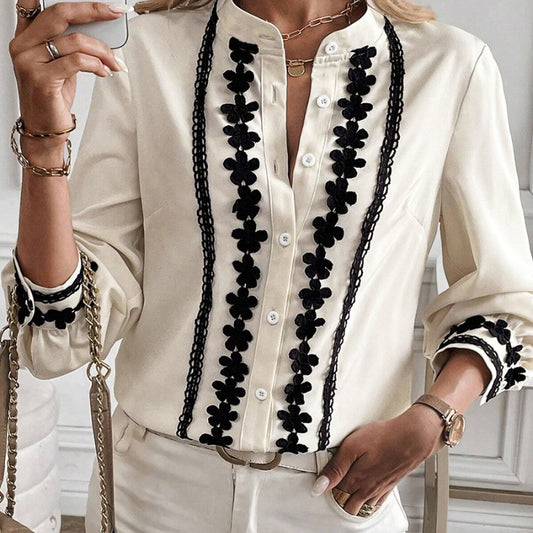 Elegant Leisure-Style Multi-Buckle Long Sleeve Shirt For Women