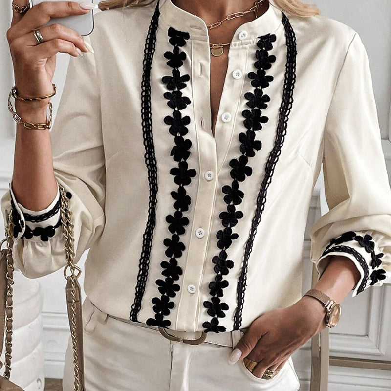 Elegant Leisure-Style Multi-Buckle Long Sleeve Shirt For Women