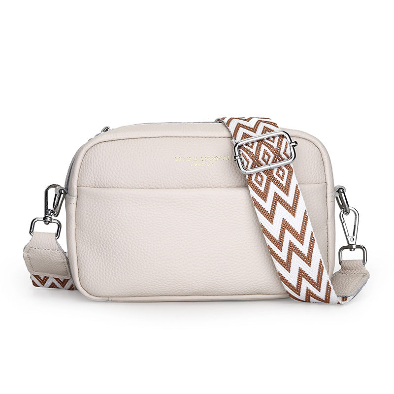Simple Top Layer Cowhide Square Shoulder Messenger Bag