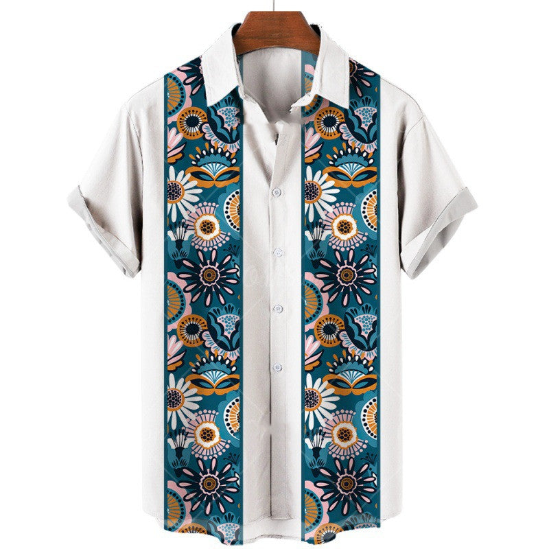 Men's Fashion Print Geometric Shirt Top