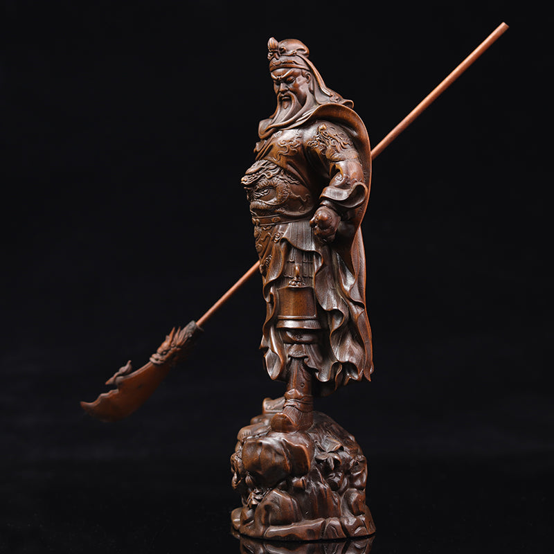 Gongwu Boxwood Carved God Of Wealth Statue Ornament