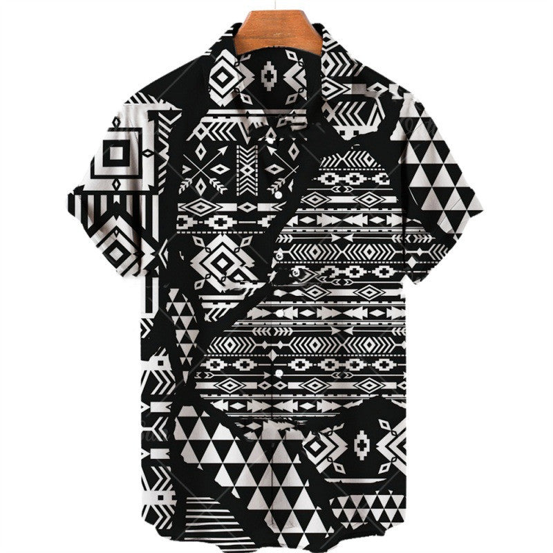 Men's Fashion Print Geometric Shirt Top