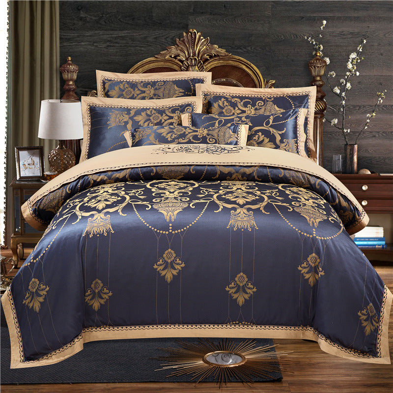 European Style Jacquard Cotton Embroidery Quilt Cover Set