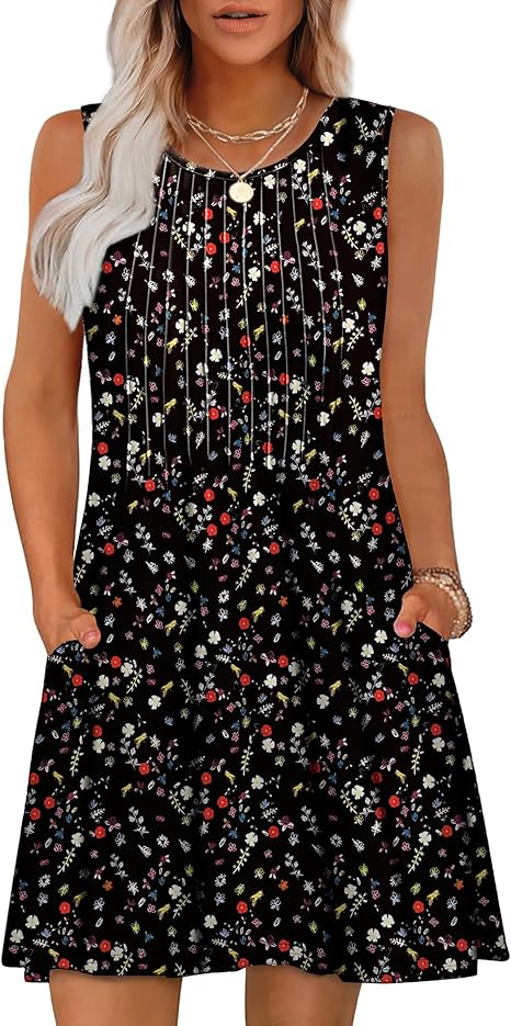 Casual Round Neck Sleeveless Vest Dress