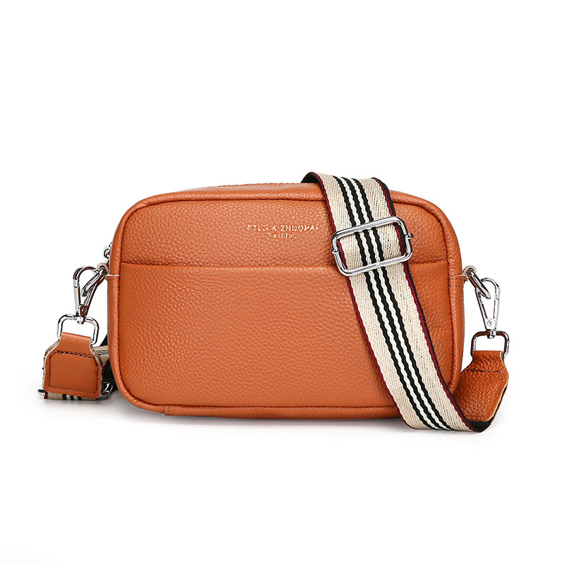 Simple Top Layer Cowhide Square Shoulder Messenger Bag