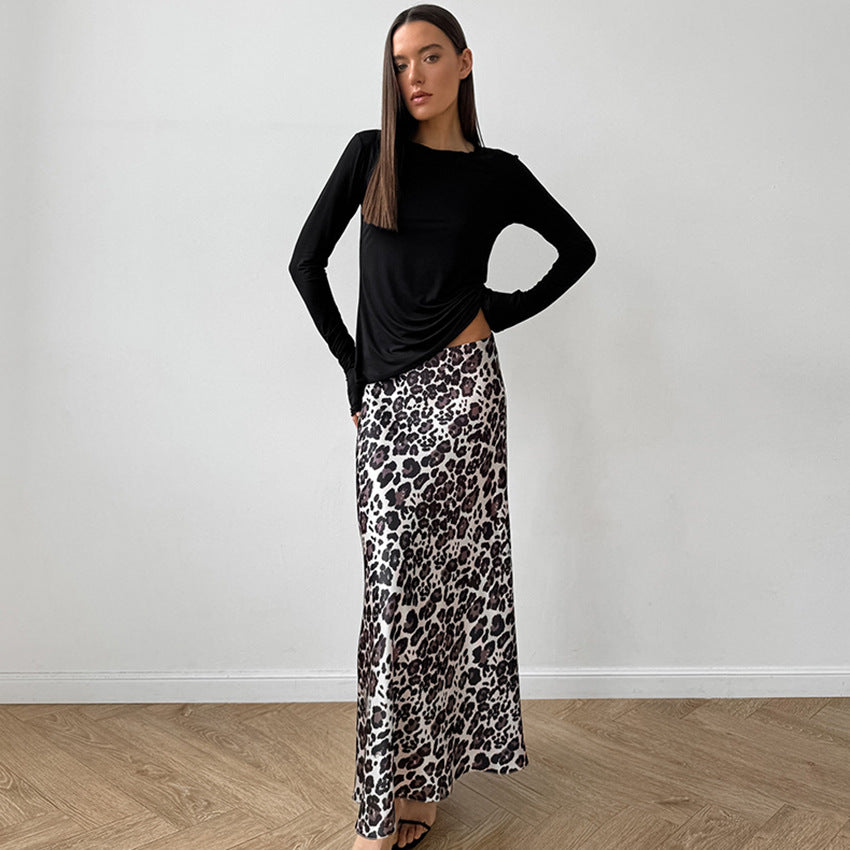 Leopard Print High-Waist Maxi Skirt