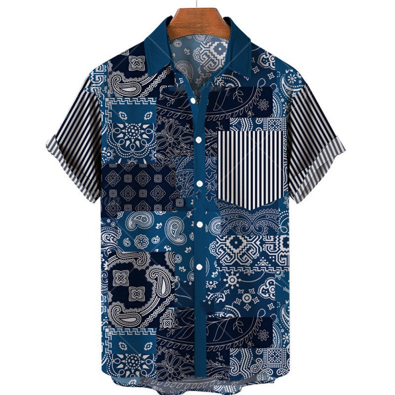 Men's Fashion Print Geometric Shirt Top