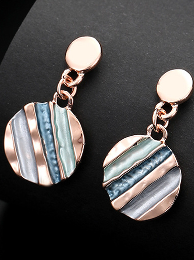 Colorful Striped Metal Earrings