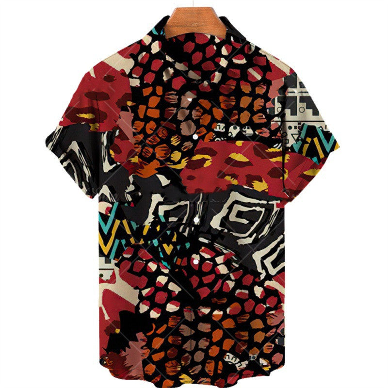 Men's Fashion Print Geometric Shirt Top