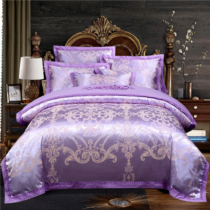 European Style Jacquard Cotton Embroidery Quilt Cover Set