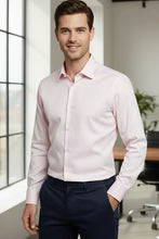 Mens Pink Twill Spread Collar Dress Shirt