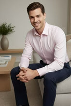 Mens Pink Twill Spread Collar Dress Shirt