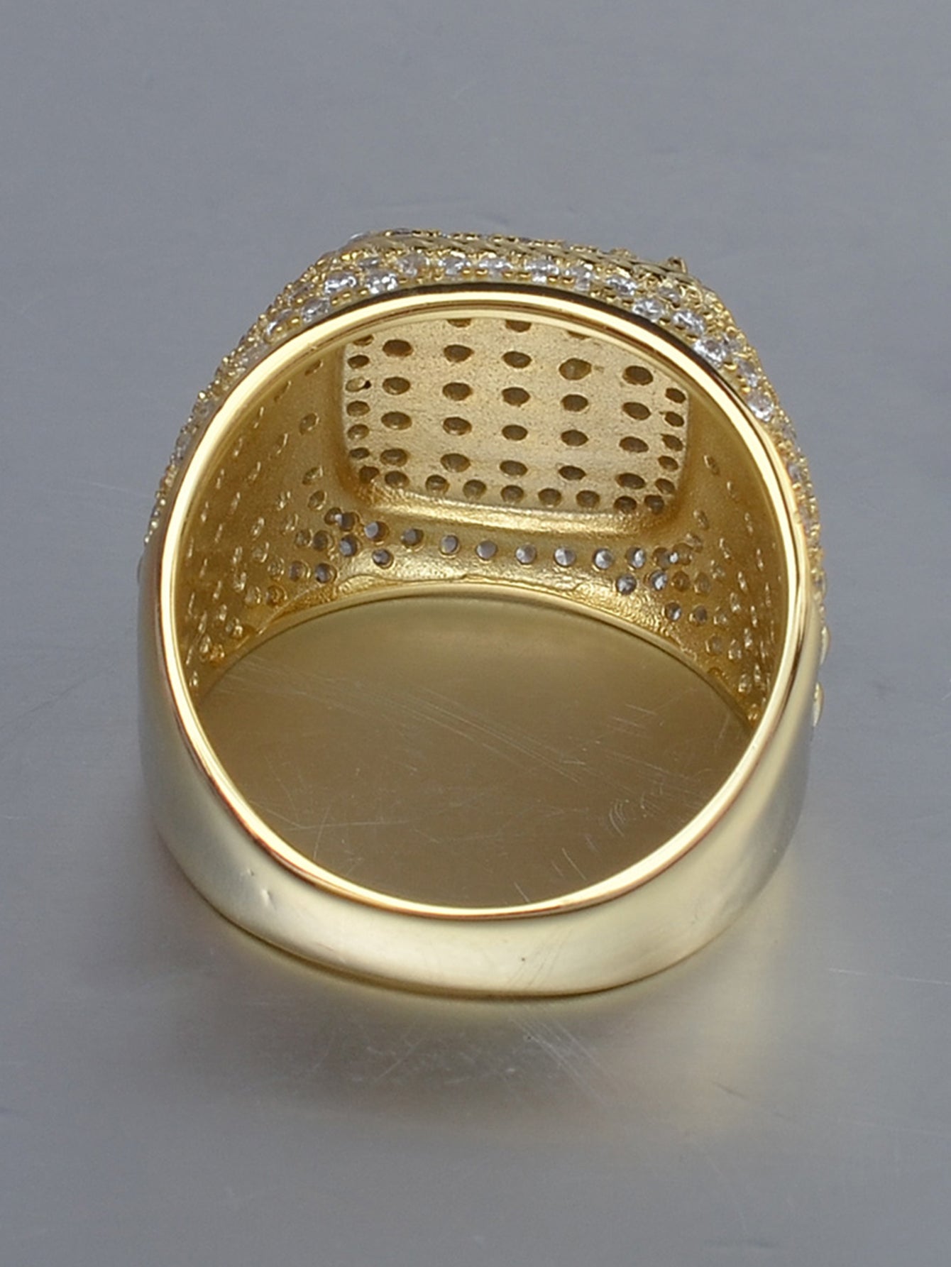 Mens 18K Gold Plated Iced Out Lab-Created Diamond Band Ring