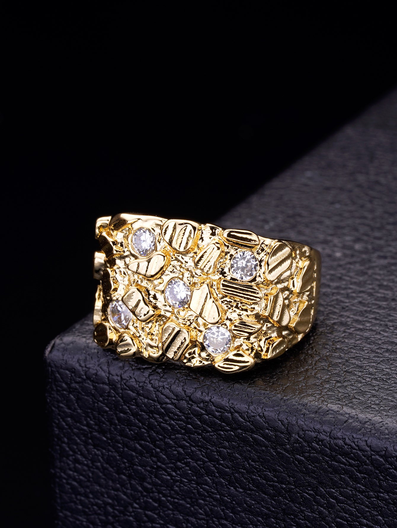 14K Gold Plated Nugget Mens Rings