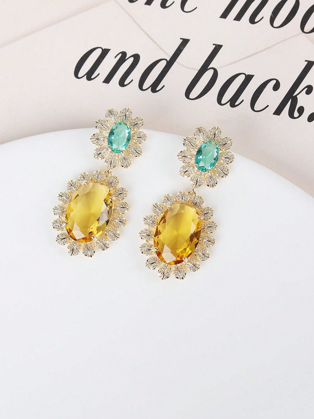 Imitation Gemstone S925 Silver Needle CZ Flower Earrings