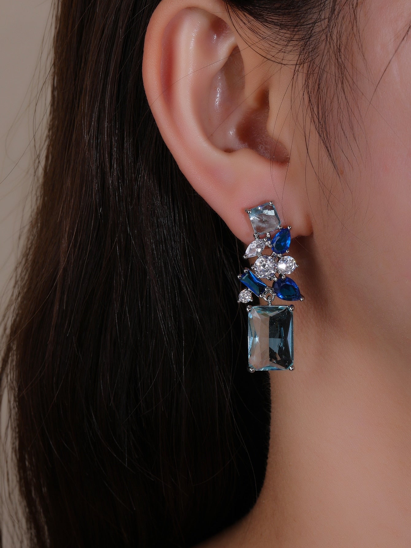 S925 Silver Needle Micro Pave Zircon Earrings