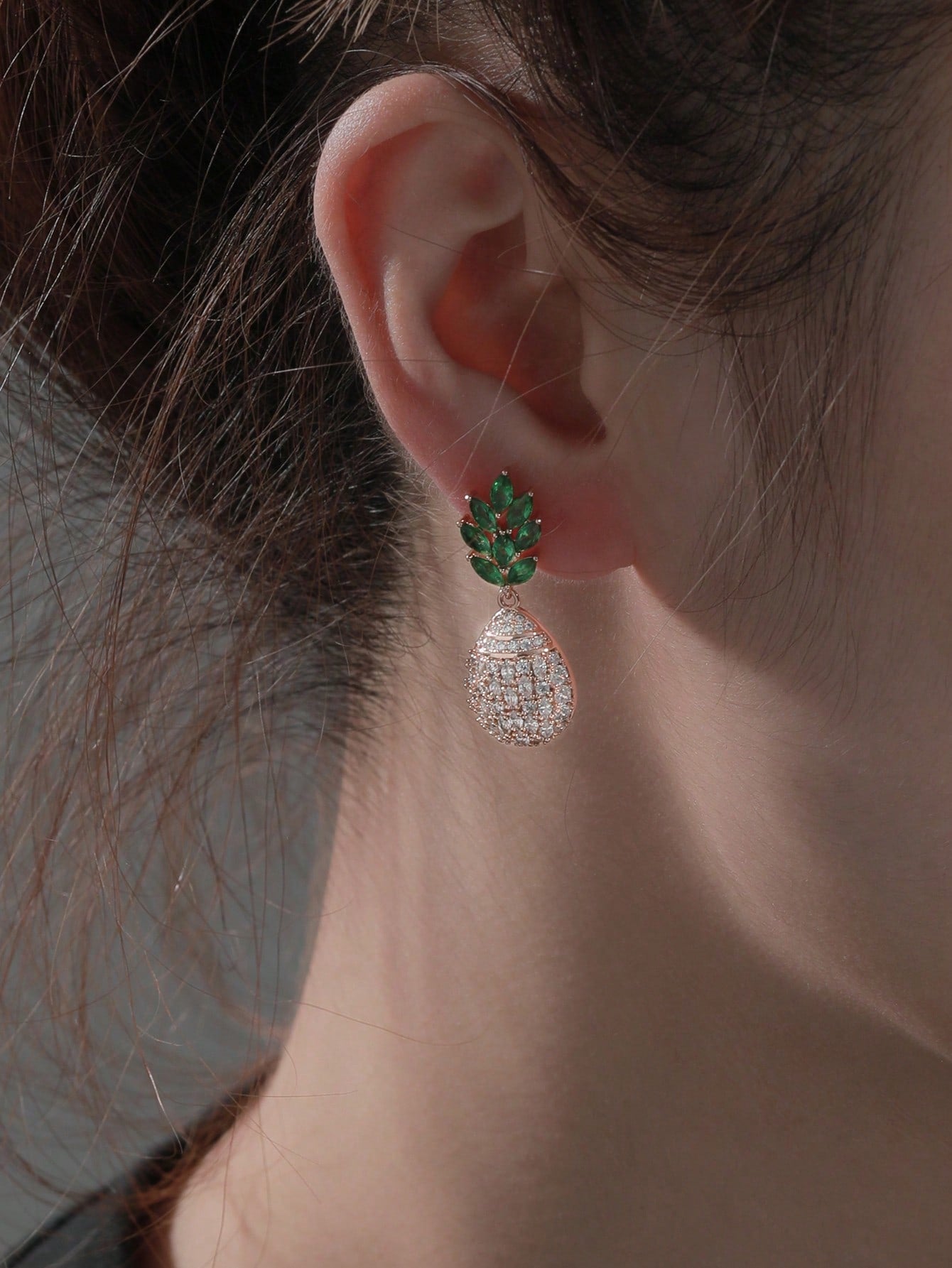 Pair of CZ Pineapple Earrings