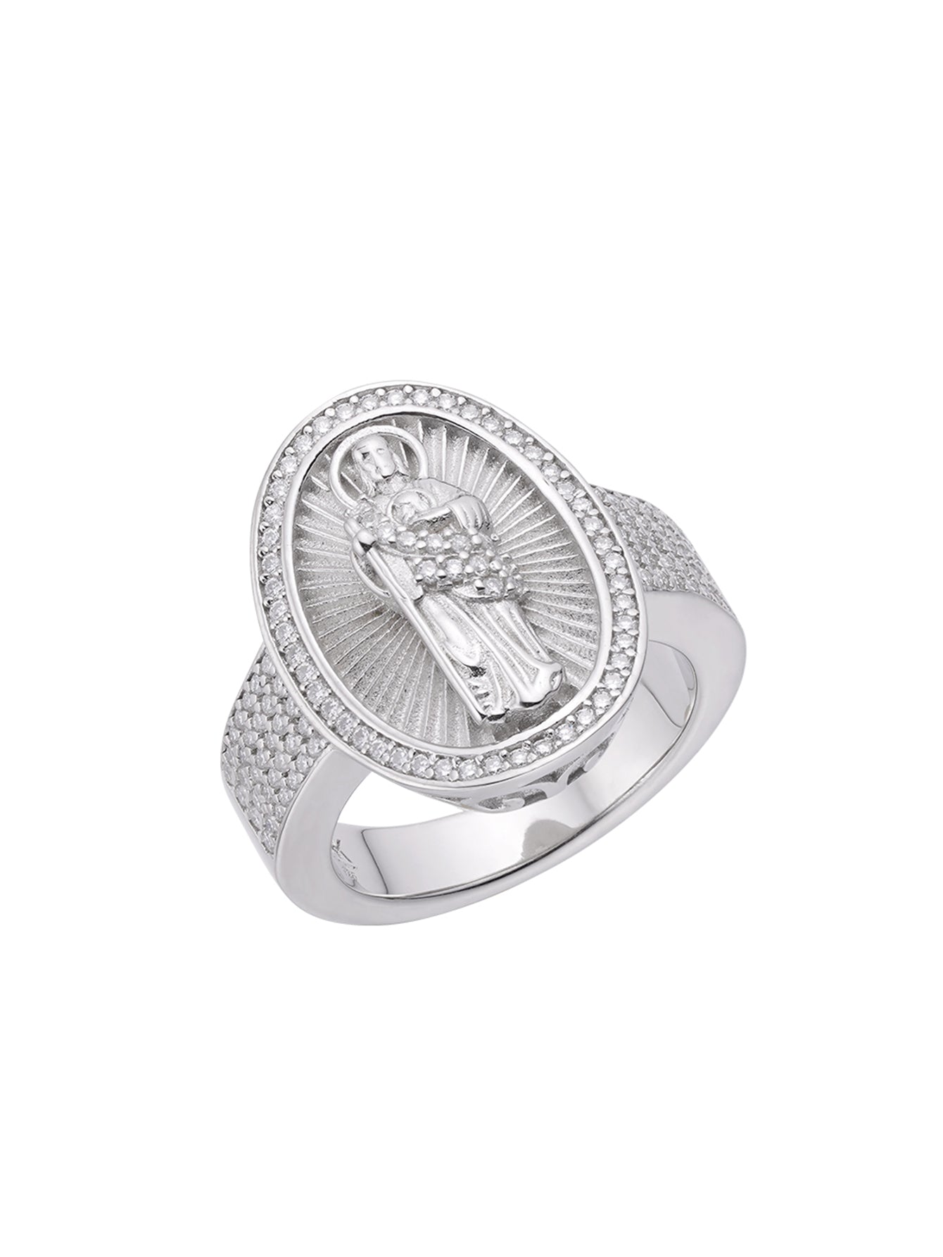 Men's Oval San Judas San Benito Amulet Band Ring