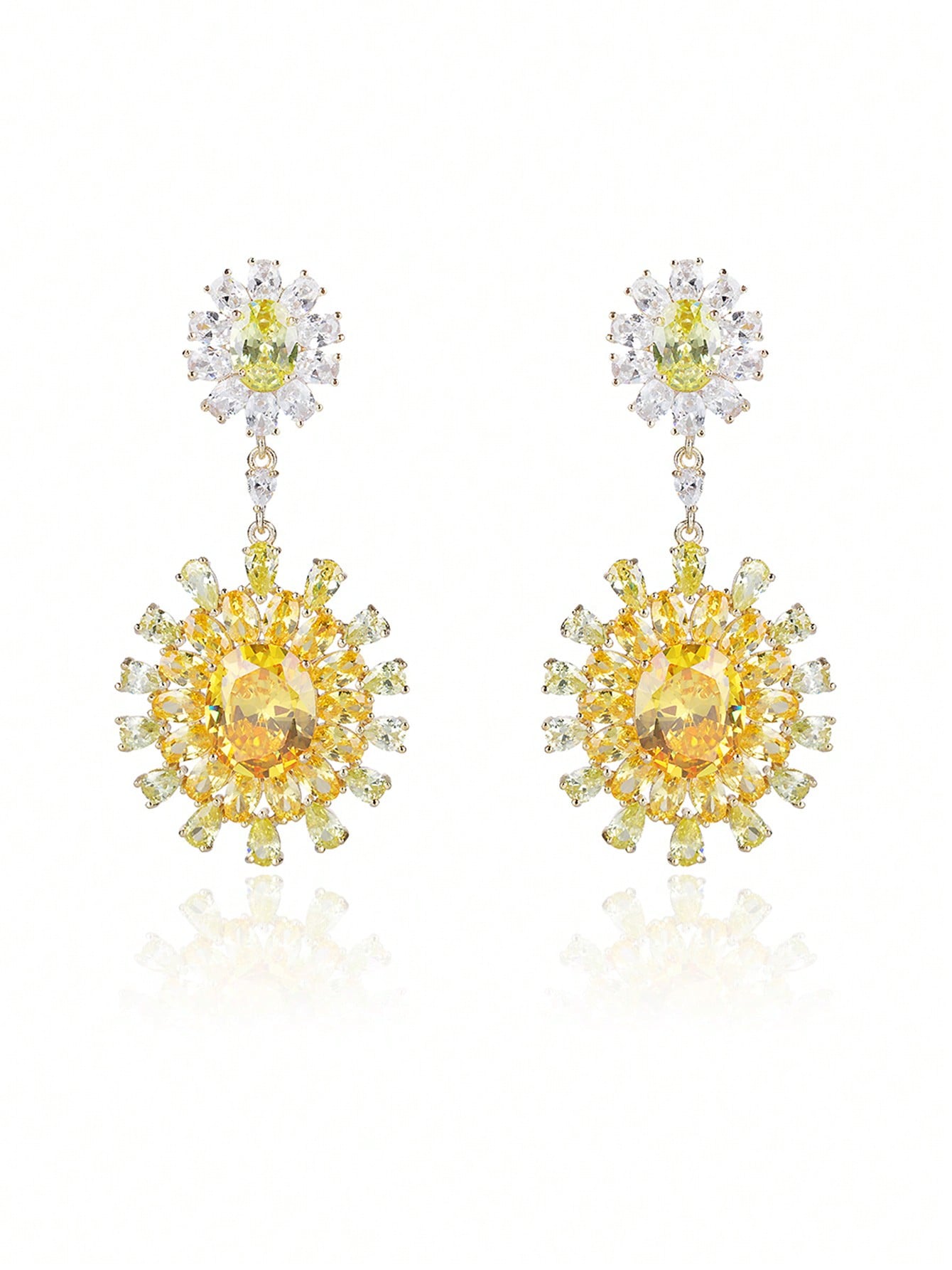 Imitation Gemstone S925 Silver Needle CZ Flower Earrings