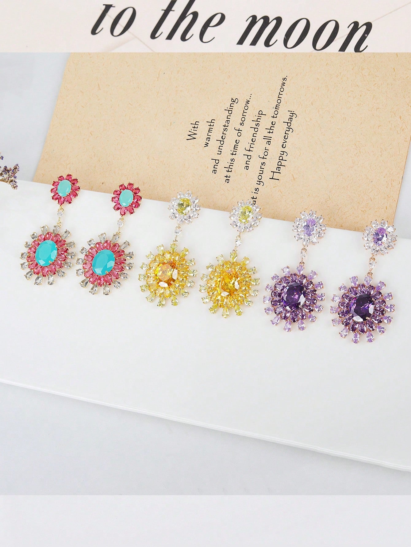 Imitation Gemstone S925 Silver Needle CZ Flower Earrings