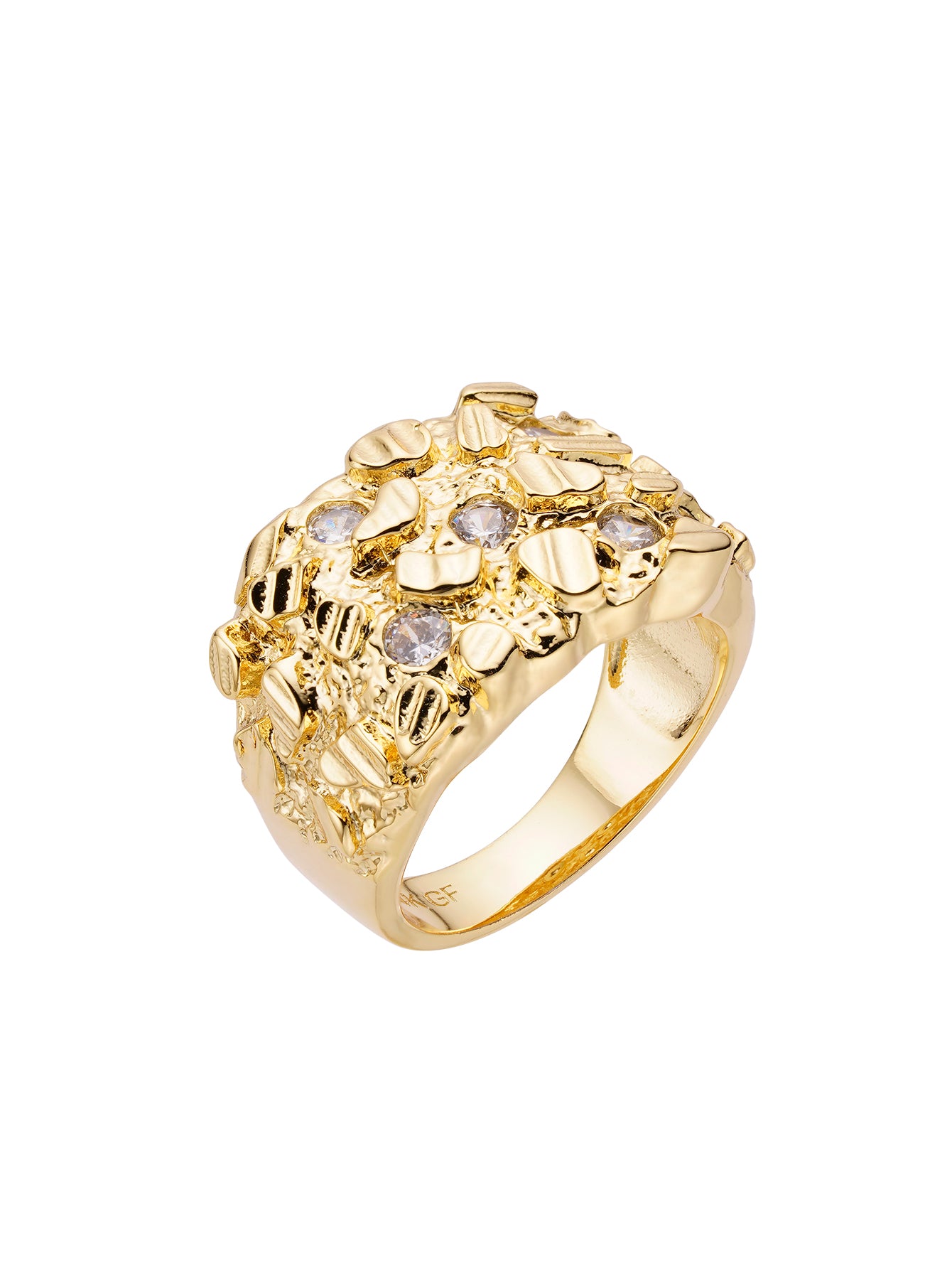 14K Gold Plated Nugget Mens Rings